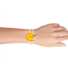 Load image into Gallery viewer, Honey Bee Yellow Agate Golden Cuff Bracelet