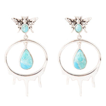 Load image into Gallery viewer, Honey Blue Turquoise Sterling Silver Drop Earrings