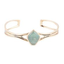 Load image into Gallery viewer, Hush Green Aventurine and Golden Cuff Bracelet