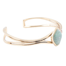 Load image into Gallery viewer, Hush Green Aventurine and Golden Cuff Bracelet