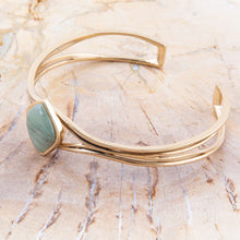 Load image into Gallery viewer, Hush Green Aventurine and Golden Cuff Bracelet