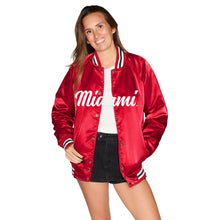 Load image into Gallery viewer, Miami University Satin Letterman Bomber Jacket