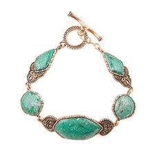 Load image into Gallery viewer, Ikkat Green Chrysocolla Golden Link Bracelet