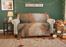 Load image into Gallery viewer, Autumn Authentic Tapestry Throw Blanket - Decorative Orange Fall Leaves Forest Woven Stitched Design - 50" x 60"