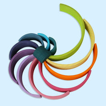 Load image into Gallery viewer, 12 Pcs Large Wooden Rainbow Stacking Blocks in Pastel/Macaron Colors