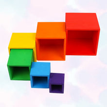 Load image into Gallery viewer, 6-Piece Primary Color Rainbow Wooden Nesting Box Set