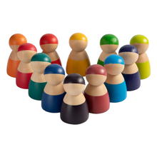 Load image into Gallery viewer, **Pre-order (Ships in 1-2 Weeks)**12-Piece Rainbow Wooden Peg Dolls – Primary Color