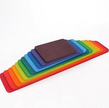 Load image into Gallery viewer, 11 Pcs Wooden Rainbow Rectangular Building Boards in Primary Colors