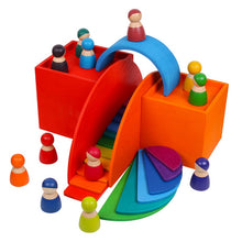 Load image into Gallery viewer, 6-Piece Primary Color Rainbow Wooden Nesting Box Set