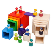 Load image into Gallery viewer, 6-Piece Primary Color Rainbow Wooden Nesting Box Set