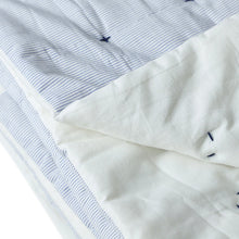 Load image into Gallery viewer, Handmade Quilt Blue White Striped Cotton, Cross Quilting, Comforter