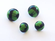 Load image into Gallery viewer, Black and Green Batik Retro Button Stud Earrings