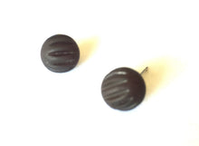 Load image into Gallery viewer, Black Matte Corrugated Jet Black Ball Stud Earrings