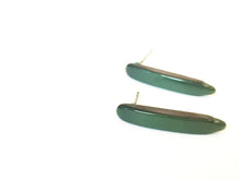 Load image into Gallery viewer, Forest Green Moonglow Dagger Stud Earrings