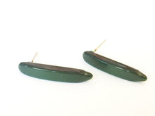 Load image into Gallery viewer, Forest Green Moonglow Dagger Stud Earrings