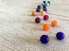 Load image into Gallery viewer, Coffee Brown Matte Corrugated Ball Stud Earrings