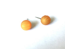 Load image into Gallery viewer, Goldenrod Yellow Moonglow Matte Corrugated Ball Stud Earrings