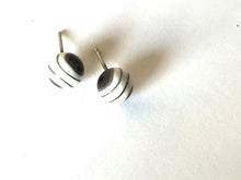 Load image into Gallery viewer, Black and White Marbled 8mm Stud Earrings