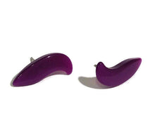 Load image into Gallery viewer, Deep Purple Moonglow Paisley Swish Stud Earrings