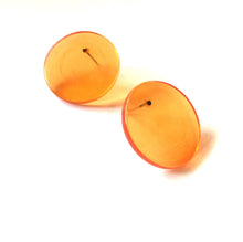 Load image into Gallery viewer, Orange Transparent Mod Disc Stud Earrings