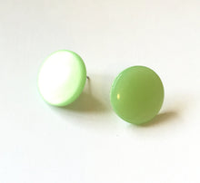 Load image into Gallery viewer, Mint Green Moonglow Beveled Disc Stud Earrings