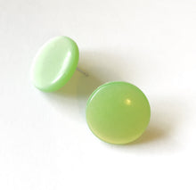 Load image into Gallery viewer, Mint Green Moonglow Beveled Disc Stud Earrings