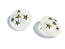 Load image into Gallery viewer, Clear Frosted &amp; Gold Stars Retro Button Stud Earrings