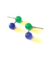 Load image into Gallery viewer, Emerald &amp; Blue Moonglow Geo Stud Earrings