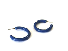 Load image into Gallery viewer, Dark Aqua Blue Skinny Tube Hoop Earrings