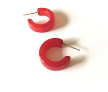 Load image into Gallery viewer, Cherry Red Moonglow Hugger Hoop Earrings