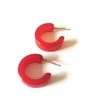 Load image into Gallery viewer, Cherry Red Moonglow Hugger Hoop Earrings