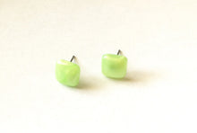 Load image into Gallery viewer, Lime Green Enamel Flat Square Stud Earrings