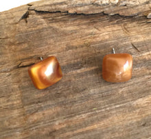 Load image into Gallery viewer, Copper Enamel Flat Square Stud Earrings