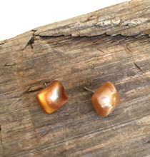 Load image into Gallery viewer, Copper Enamel Flat Square Stud Earrings
