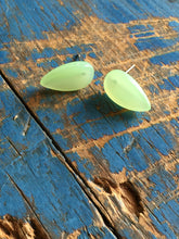 Load image into Gallery viewer, Mint Green Moonglow Small Elm Leaf Stud Earrings