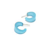 Load image into Gallery viewer, Light Turquoise Moonglow Mini Boom Hoop Earrings