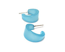Load image into Gallery viewer, Light Turquoise Moonglow Mini Boom Hoop Earrings