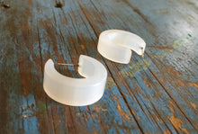 Load image into Gallery viewer, White Chunky Mod Moonglow Hoop Earrings