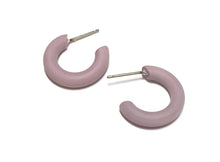 Load image into Gallery viewer, Lavender Matte Tiny Tube Hoop Earrings