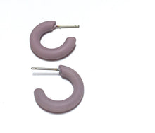 Load image into Gallery viewer, Lavender Matte Tiny Tube Hoop Earrings
