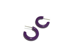 Load image into Gallery viewer, Dark Purple Tiny Tube Hoop Earrings