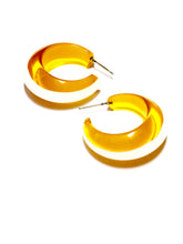 Load image into Gallery viewer, Yellow &amp; White Pinched Bulb Hoop Earrings