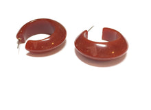 Load image into Gallery viewer, Rust Speckled Pinched Bulb Hoop Earrings
