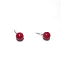 Load image into Gallery viewer, Cherry Red Petite Ball Stud Earrings