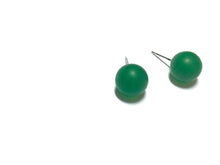 Load image into Gallery viewer, Bottle Green Frosted Lucite Ball Stud Earrings