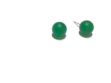 Load image into Gallery viewer, Bottle Green Frosted Lucite Ball Stud Earrings