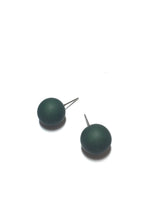 Load image into Gallery viewer, Dark Forest Green Matte Ball Stud Earrings