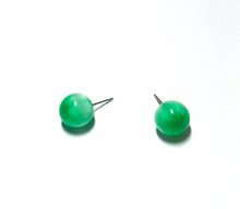 Load image into Gallery viewer, Kelly Green Moonglow Striped Ball Stud Earrings
