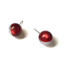 Load image into Gallery viewer, Grey and Red Harlequin Moonglow Ball Stud Earrings