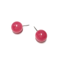 Load image into Gallery viewer, Dark Pink Marbled Ball Stud Earrings